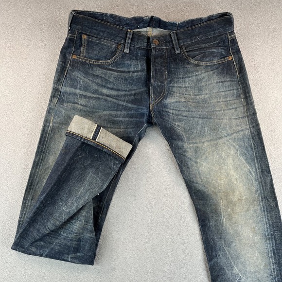 Levis 501XX Jeans Mens 34x32 Selvedge Big E LVC Washed Out Distressed Tag 32x32 - Picture 1 of 16